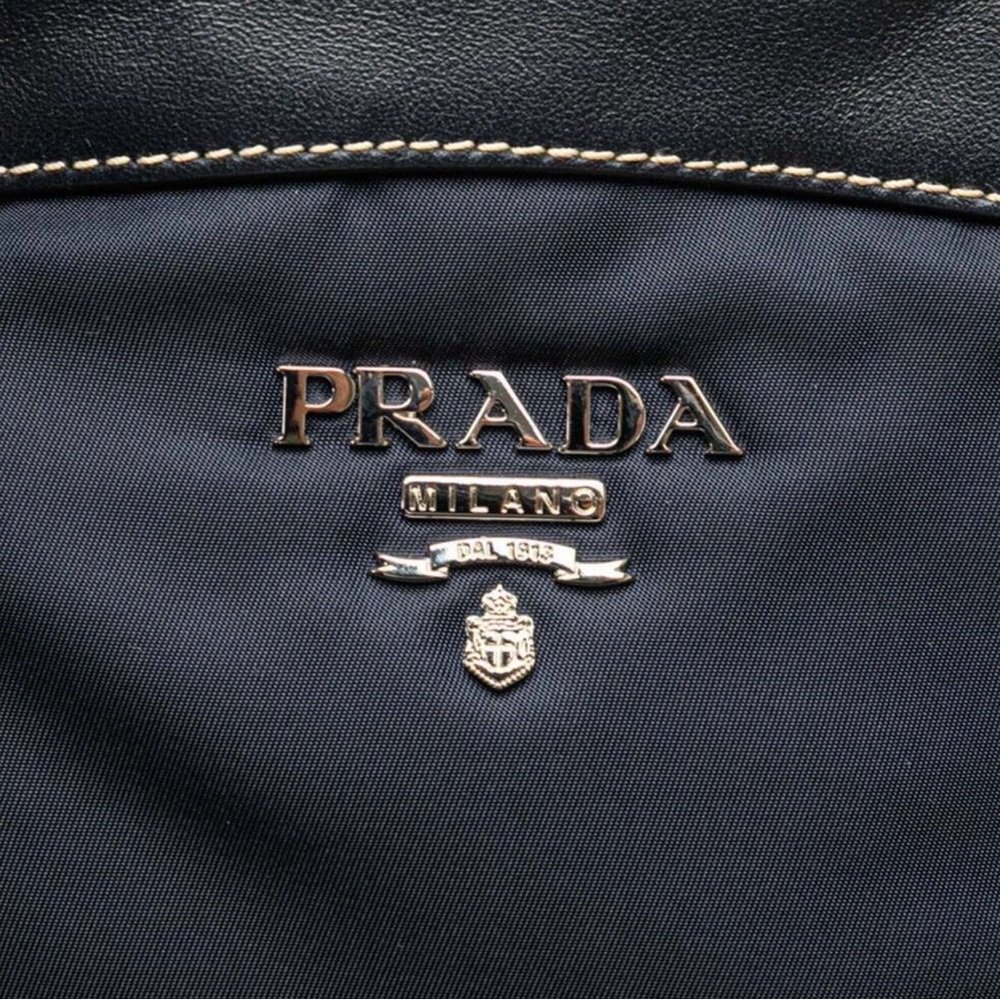 PRADA Nylon Leather 2 Way Shoulder/Top Handle Bag Navy Crossbody (NWOT) - Picture 8 of 11